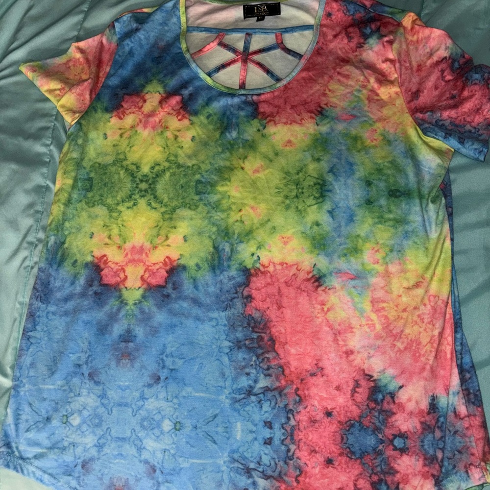 L&B Multicolor Tie-Dye Short Sleeve Top